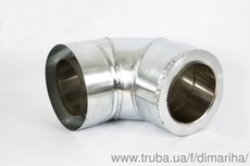 Коліно 90 * димоходу нержавіюча сталь в оцинкованому кожусі.