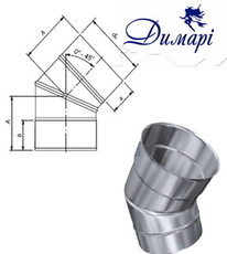 Колено 45* дымохода нержавеющее